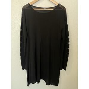 Bitte Kai Rand Sz L Black Tunic Pullover Sweater/Dress Cut Outs Mesh Lagenlook